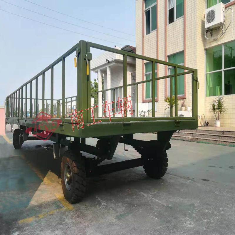 5吨护栏金沙·金沙（中国）官方网 全挂底盘拖车 军绿色